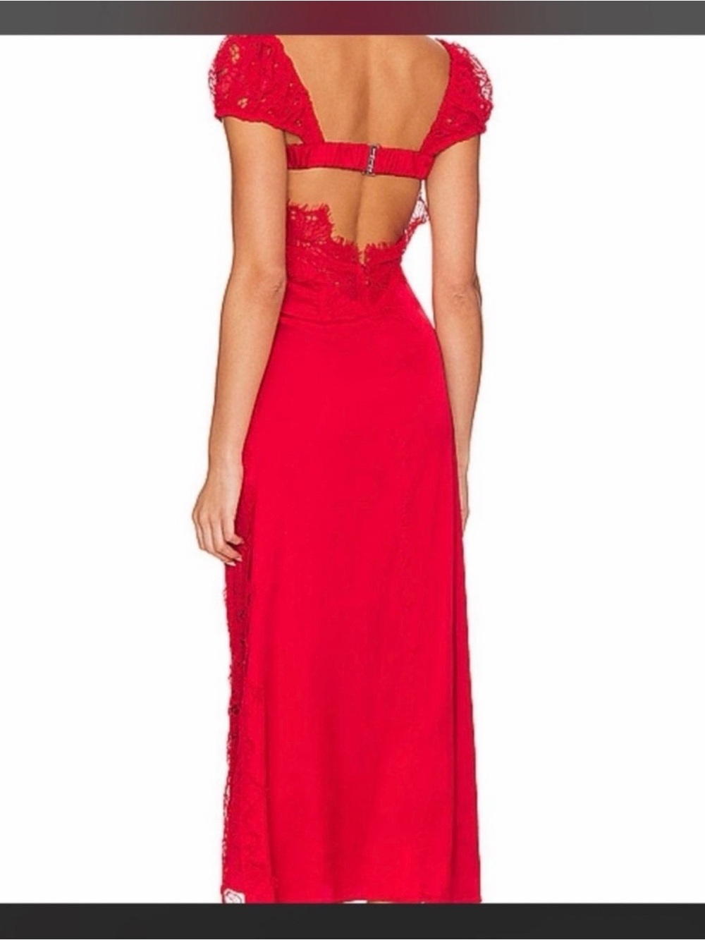 For Love & Lemons Casey Midi Dress RED - Picture 8 of 9